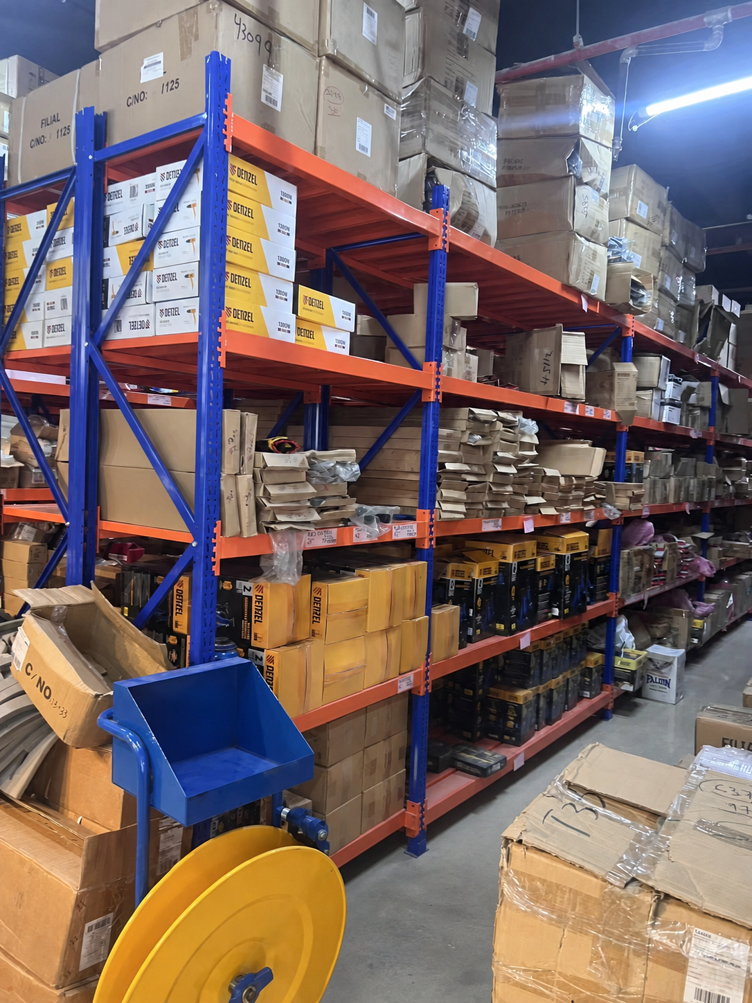 Spare parts warehouse shelves